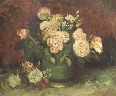Vincent Van Gogh Bowl wtih Peonies and Roses (nn04) oil painting image
